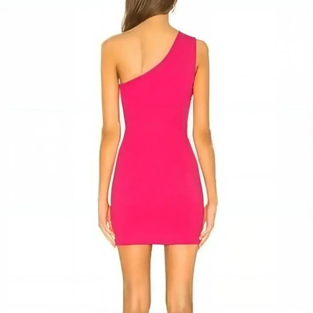 Superdown Nava One Shoulder Mini Dress Hot Pink Cut Out Small NWT - Picture 7 of 11